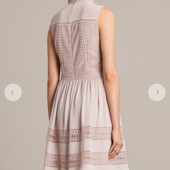 All Saints Rowy Lace Blush Pink Dress - Picture 1 of 10